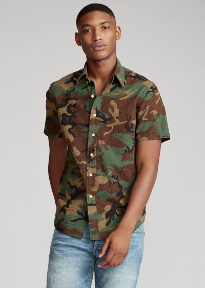 Camisa Polo Ralph Lauren Hombre Camuflados - Classic Fit Seersucker - MNYDH9146